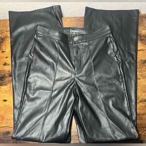 High waisted leather pants straight wide leg